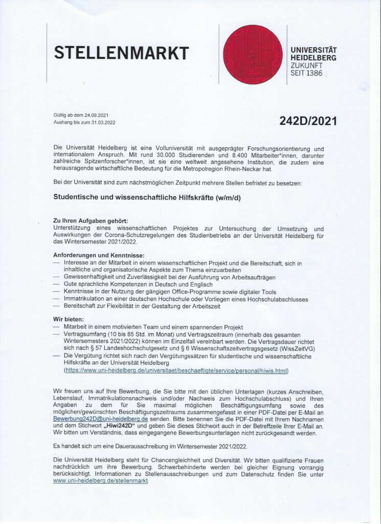 Hiwi Studienfachschaft Chemie und Biochemie